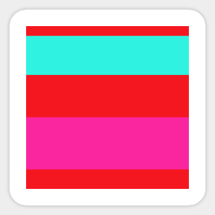 A solid palette of Cherry Red, Persian Rose, Metallic Yellow and Fluorescent Blue stripes. Sticker